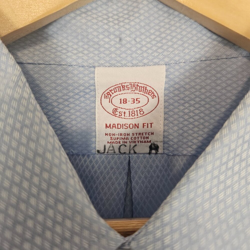 Lot of 2 Brooks Brothers Madison Fit Shirts Size 18-35 Blue Long Sleeve - Picture 4 of 10